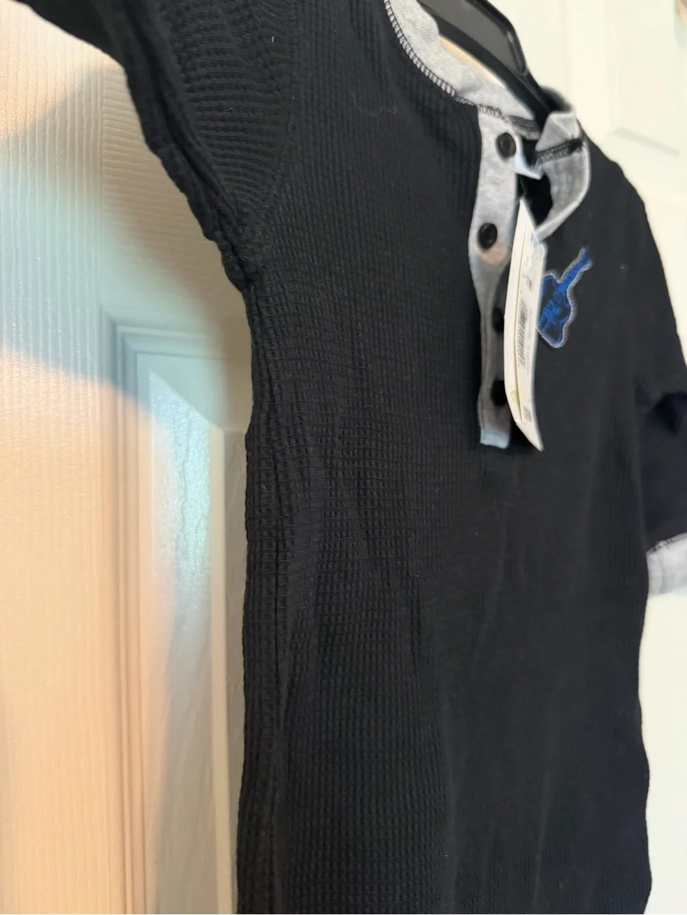 Amy Coe Baby Rock ‘n’ Roll Waffle Knit Romper Black Gray 12 Months NWT